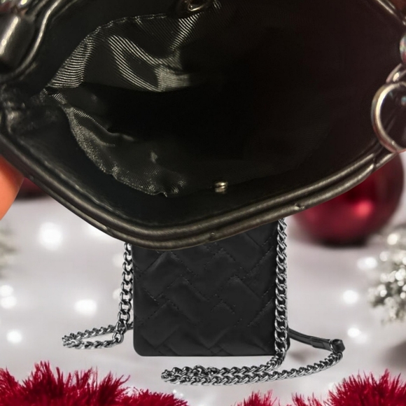 NWT KURT GEIGER BLACK Mobile Bag I Mini Kensington Quilted Leather Crossbody Bag - Picture 3 of 4